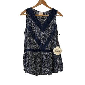 Knox Rose Boho Tank Top V Neck Sleeveless Women Size XS NWT